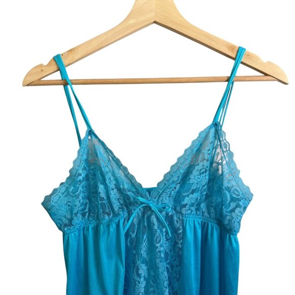 Vintage Jill Andrea Babydoll Lace Maxi Slip Dress Blue Large Y2K Fairy Whimsical - Picture 3 of 9